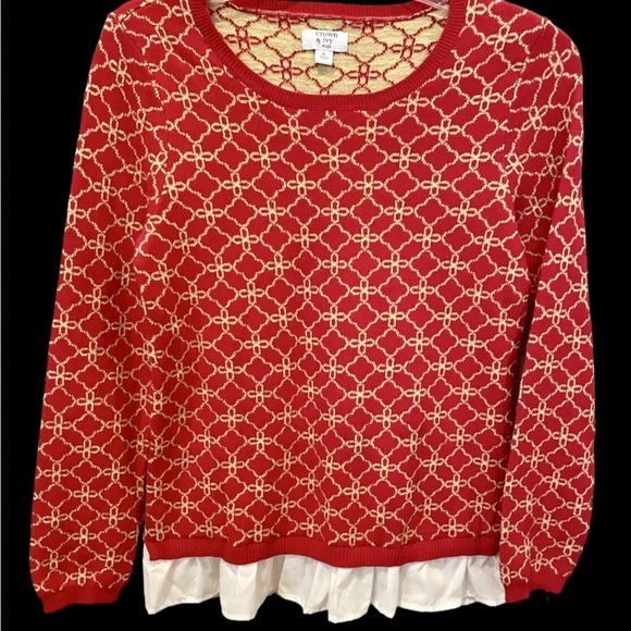 Crown & Ivy Kids Christmas Sweater Girls Size Extra Large Red Gold - Picture 6 of 6